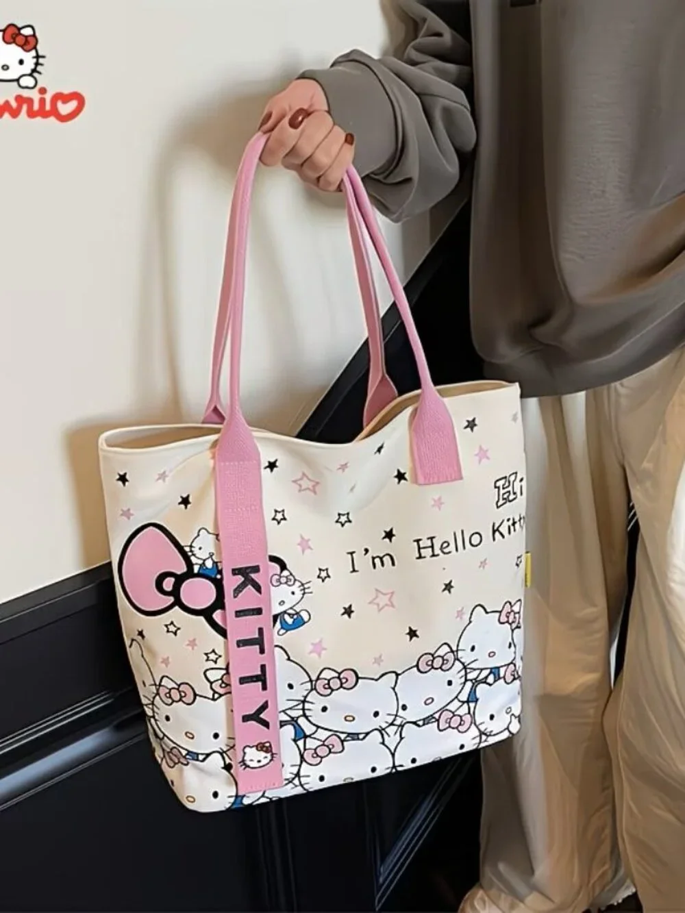 Hello Kitty Shoulder Bag - Featuring Large Capacity And Zipper Closure